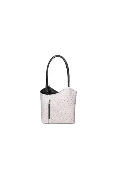 Rucsac de piele cu imprimeu piele de strut - Negru/Gri