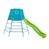 Set TP Explorer albastru cu cadru metalic de catarare si tobogan