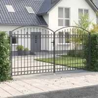 vidaXL Poartă de gard ASSEN 401 x 250 cm Oțel Gri Blocat
