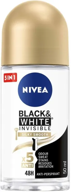 Nivea Roll-on antiperspirant Black & White, Silky Smooth, 50 ml