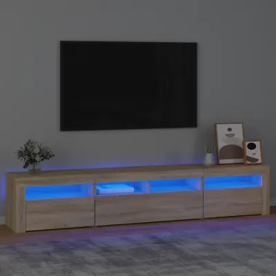 vidaXL Comodă TV cu lumini LED, stejar sonoma, 210x35x40 cm