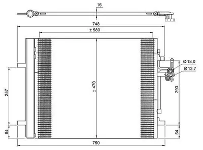 Condensator climatizare (cu uscator) potrivit VOLVO S60 II, S80 II, V40, V60 I, V70 III, V70 III KOMBI, XC70 II; LAND ROVER DISCOVERY SPORT, FREELANDER 2, RANGE ROVER EVOQUE 1.5-3.2 03.06