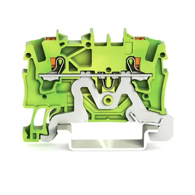 2-conductor ground terminal block; 1.5 mm²; with test port; side and center marking; for DIN-rail 35 x 15 and 35 x 7.5; Push-in CAGE CLAMP®; 1,50 mm²; green-yellow