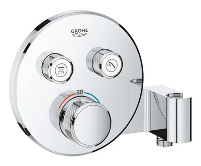 Baterie dus Grohe SmartControl 29120000, aparent, termostat, SafeStop, iesire dus 1/2, suport para, necesita set fixare, Crom