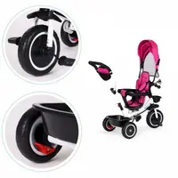 Tricicleta pentru copii Ecotoys Roz cu sezut reversibil, pentru copiii intre 6 luni, roti din spuma eva,spatar cu husa moale si centura de siguranta in 5 puncte