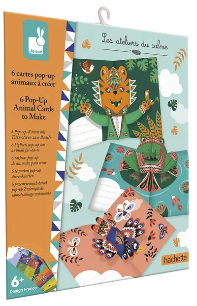 Set creativ Janod - Imagini pop-up cu animale, 6 bucăți