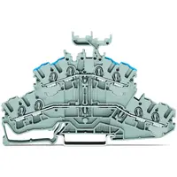 4-conductor double deck terminal block; Through/through terminal block; L/N; with marker carrier; Blue conductor entry upper deck; for DIN-rail 35 x 15 and 35 x 7.5; 2.5 mm²; Push-in CAGE CLAMP®; 2,50 mm²; gray