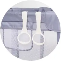 Tarc de joaca pentru copii 180x120 cm Chipolino Lotus Grey, 2 inele ajutatoare si usa cu fermoar