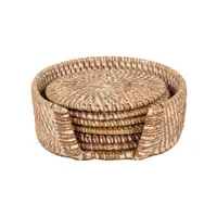 Coasters în culoare naturală deschisă cu suport 6 buc. din ratan – Tiseco Home Studio