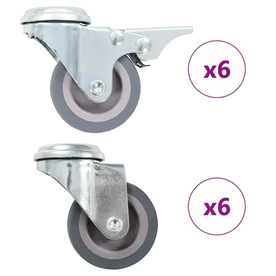 Gossi roti pivotante cu gaura pentru surub, 12 buc., 50 mm