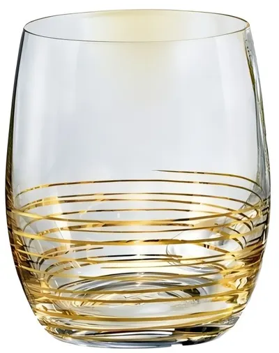 Set pahare de whisky Bohemia Crystalex - Viola Gold Spiral, 6 buc, 300 ml