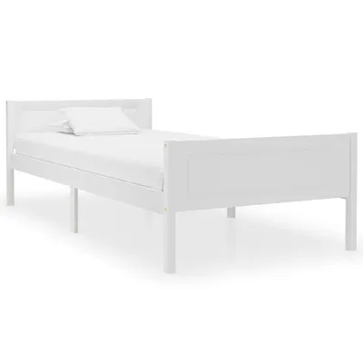 vidaXL Cadru de pat, alb, 100x200 cm, lemn masiv de pin