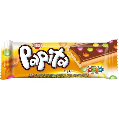 Biscuit crocant cu crema de caramel si drajeuri Papita 33g Engros