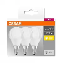 3 Becuri LED Osram Base Classic B, E14, 4.9W (40W), 470 lm, luminacalda(2700K)