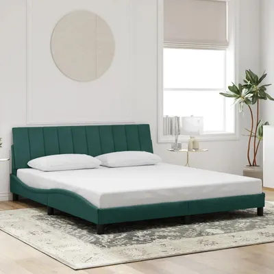 Gossi cadru de pat fara saltea, verde inchis, 180x200 cm, catifea