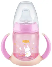 Sticlă NUK First Choice - Сu duză pentru suc, TC, PP, 150 ml, iepure roz