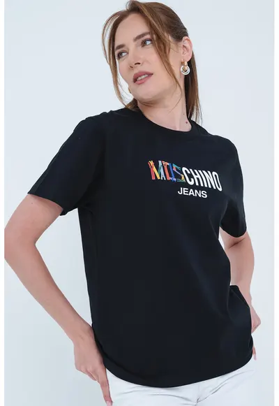Tricou din bumbac cu logo - Rosu/Negru/Albastru lavanda