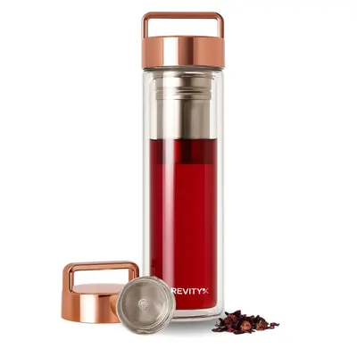 Sticlă termică din sticlă cu infuzor pentru ceai băuturi calde și reci 450 ml