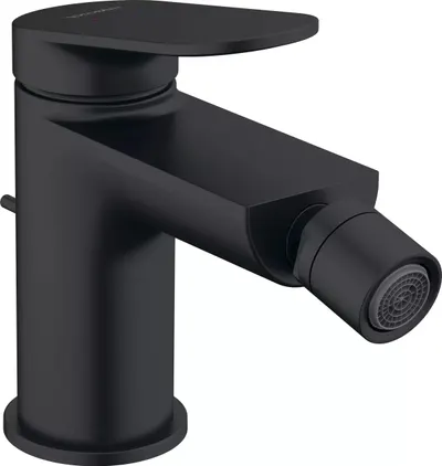 Baterie bideu Duravit Wave WA2400001046, marime S, cartus ceramic, 137 mm, set evacuare cu tija, ventil, Negru mat