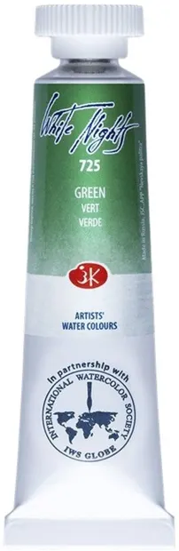 Vopsea de acuarelă Paleta Nevskaya Leningrad Nopti albe - 725, Verde, 10 ml