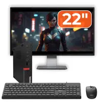 Pachet PC Second Hand Lenovo ThinkCentre M720q MiniPC, Intel Core i7-8700T 2.40 - 4.00GHz, 8GB DDR4, 256GB SSD NVMe + Monitor 22" + cadou tastatura si mouse OptimX Pro KM500