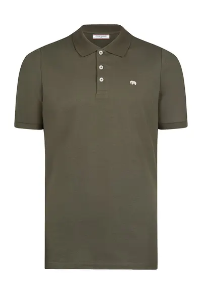 Tricou cu guler polo si model uni - Kaki