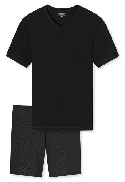 Pijama scurta de bumbac - Negru