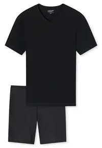 Pijama scurta de bumbac - Negru
