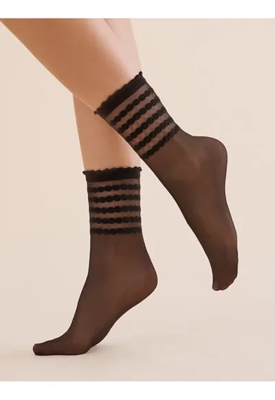 Sosete lycra negre cu model pe glezna 1200 Lora 20 den - Negru