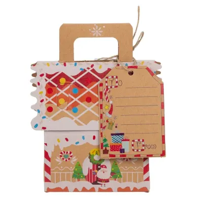 Cutie căsuță de Crăciun cu mâner sfoară și etichetă - kraft (set 25 buc) - Default Title