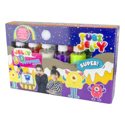 SET TUBI JELLY (gel modelator) cu 6 culori , MONSTRI