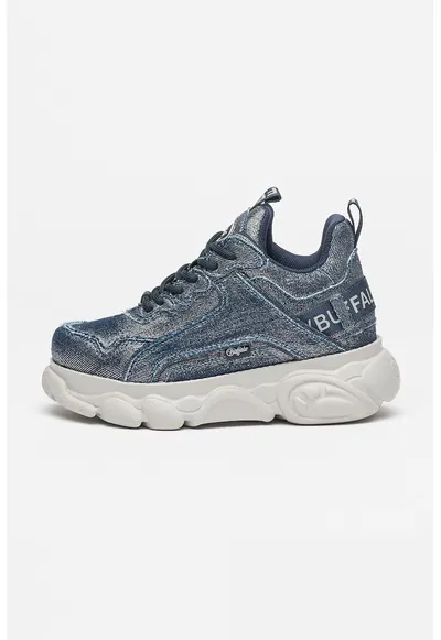 Pantofi sport de denim cu logo - Gri/Albastru prafuit/Argintiu