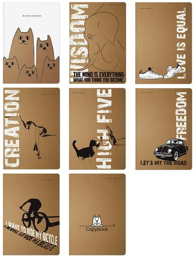 Caiet Bruno Visconti - Kraft World, A5, rânduri largi, 40 coli , sortiment