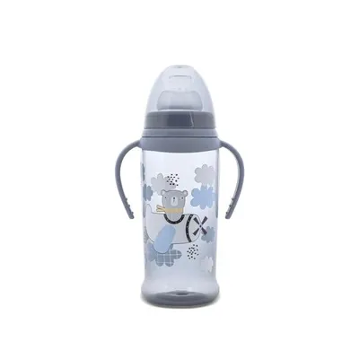 Biberon anticurgere cu manere, tetina lata, protejeaza gingiile, 6 luni+, 360 ml, My Friend Cameo Blue
