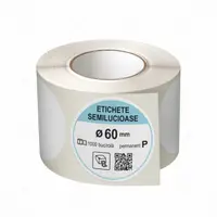 Rola etichete autoadezive semilucioase, rotunde, diametru 60 mm, adeziv permanent, 1000 etichete rola