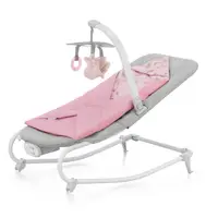 Fotoliu balansoar, Kinderkraft, Felio 2, Cu arcada cu jucarii, Reglare spatar in 3 pozitii, Pernuta moale invelita in tesatura de bambus, Pliabil, 0-6 luni, Peony Rose