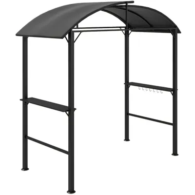 Outsunny Pavilion de grătar, 2 tavane laterale, cârlige, cadru din oțel, 1,1 x 2,3m, Gri închis | Aosom Romania