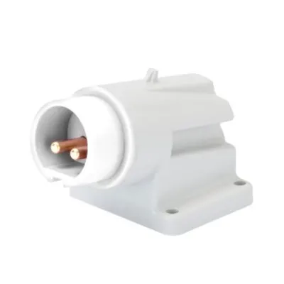 Stecher fisa industriala fixa 90° - IP44 - 2P 32A 40-50V 50-60HZ - WHITE - 12H - Strangere cu surub