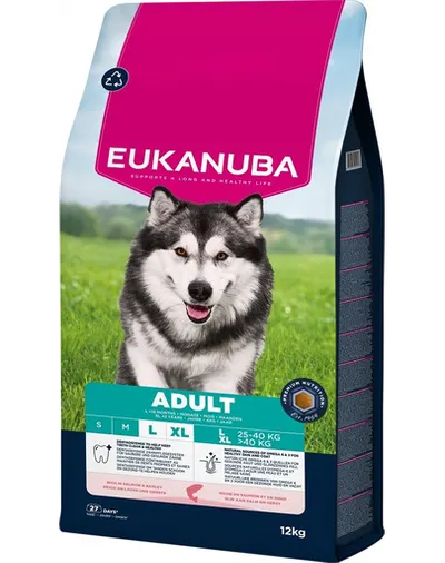 EUKANUBA Adult Large Breeds Salmon Barlej 12 kg hrană câini mari, bogată în somon și orz