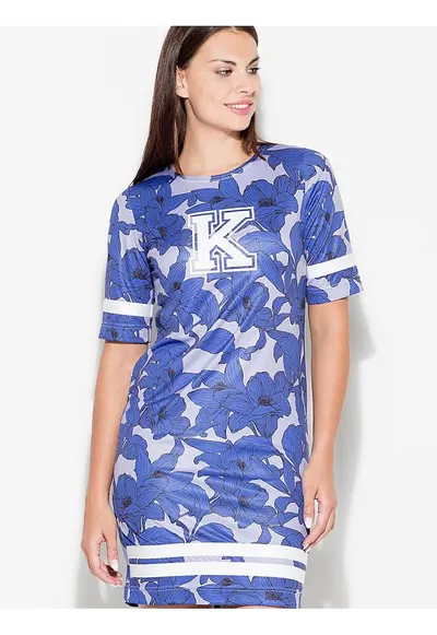 Rochie sportiva decolteu minimal - albastra - poliester 100%