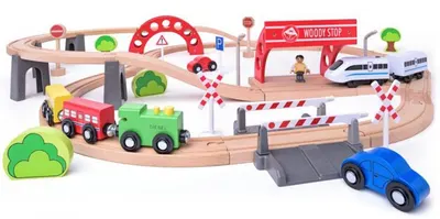 Set de joc Woody - Sine, viaduct si locomotiva electrica