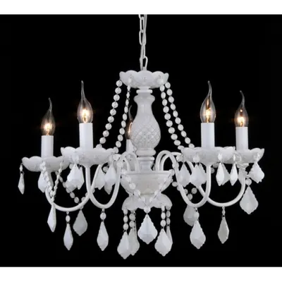 Candelabru Contrast,5 becuri dulie E14, 230V,D.60 cm, H.45 cm,Alb