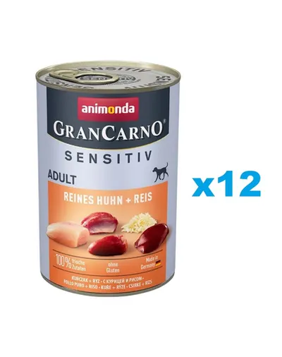 ANIMONDA GranCarno Sensitiv Pure Chicken&Rice 12x400 g Hrana caine sensibil, cu pui si orez