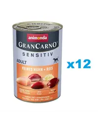 ANIMONDA GranCarno Sensitiv Pure Chicken&Rice 12x400 g Hrana caine sensibil, cu pui si orez
