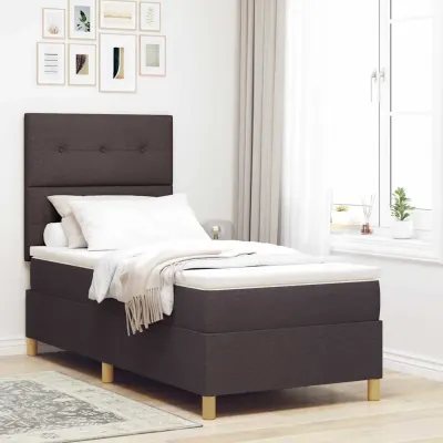 vidaXL Pat cu arc LED cu headboard Maro închis 80 x 200 cm țesătură
