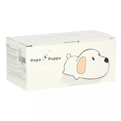 Lampa de noptiera pentru copii white Dog, realizata din silicon, cu 2 moduri de iluminare, cronometru, baterie 1200 mAh, usb, dimensiune 15 x 11 x 10 cm