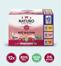 Naturo Cat Adult Pate Selection cu Pui, Somon si Curcan 12x85 Gr