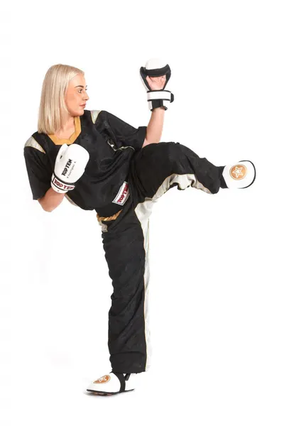 Uniforma Kickboxing "TTM", aprobat WAKO, Top Ten, Negru-Gold, 180 cm