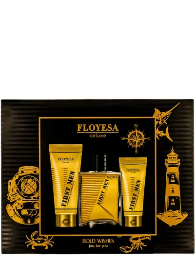 Floyesa Caseta Barbati:Parfum+Sampon&Gel de dus+Gel curatare fata 100+150+100 ml Deluxe