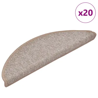 vidaXL Covorașe pentru scări, 20 buc., 56x17x3 cm, maro deschis, semirotunde